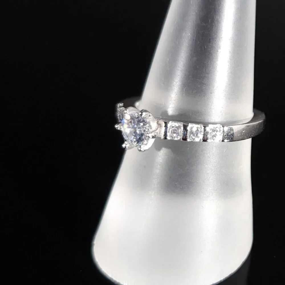 Simulated Diamond Ring in Sterling Silver Size 7
